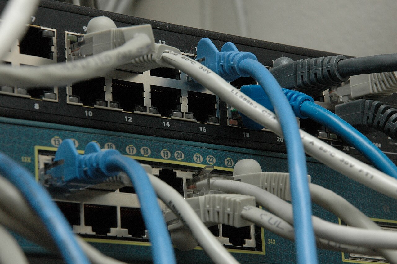 Rows of cabled ports on a professionally managed network, operated on behalf of a business team